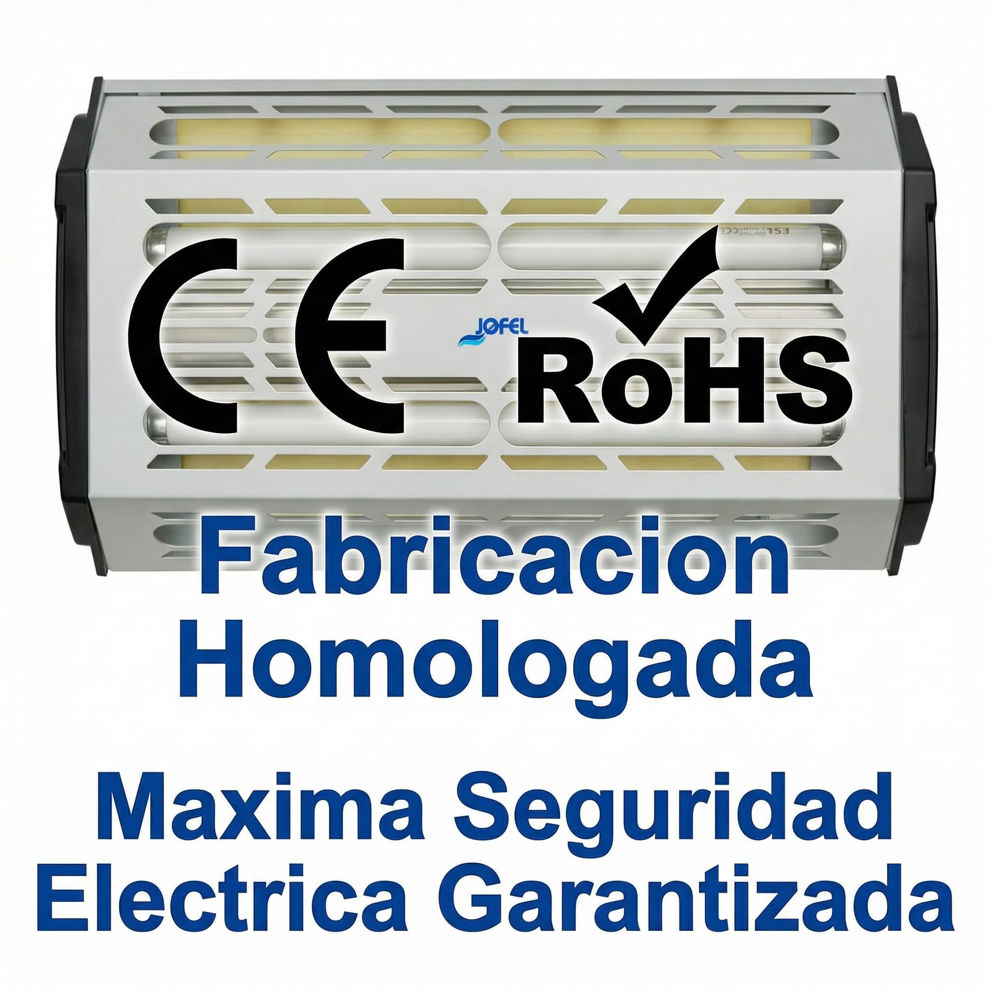 Jofel – AJ70000, Exterminador de insectos mediante láminas adhesivas, de 2 tubos de luz LED UV, para atraer insectos, potencia: 2x15 W (2 tubos)