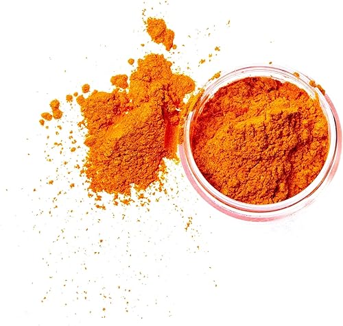 Polvo de mica mineral natural de naranja mágica, 0.42 oz (12 g)  para uso personal o profesional - cosméticos, proyectos de resina epoxi, esmalte de
