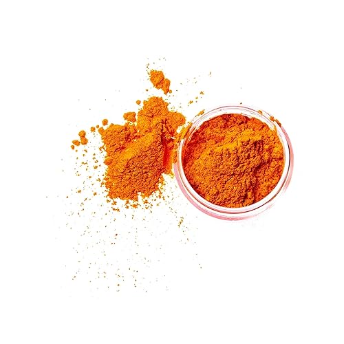 Polvo de mica mineral natural de naranja mágica, 0.42 oz (12 g)  para uso personal o profesional - cosméticos, proyectos de resina epoxi, esmalte de