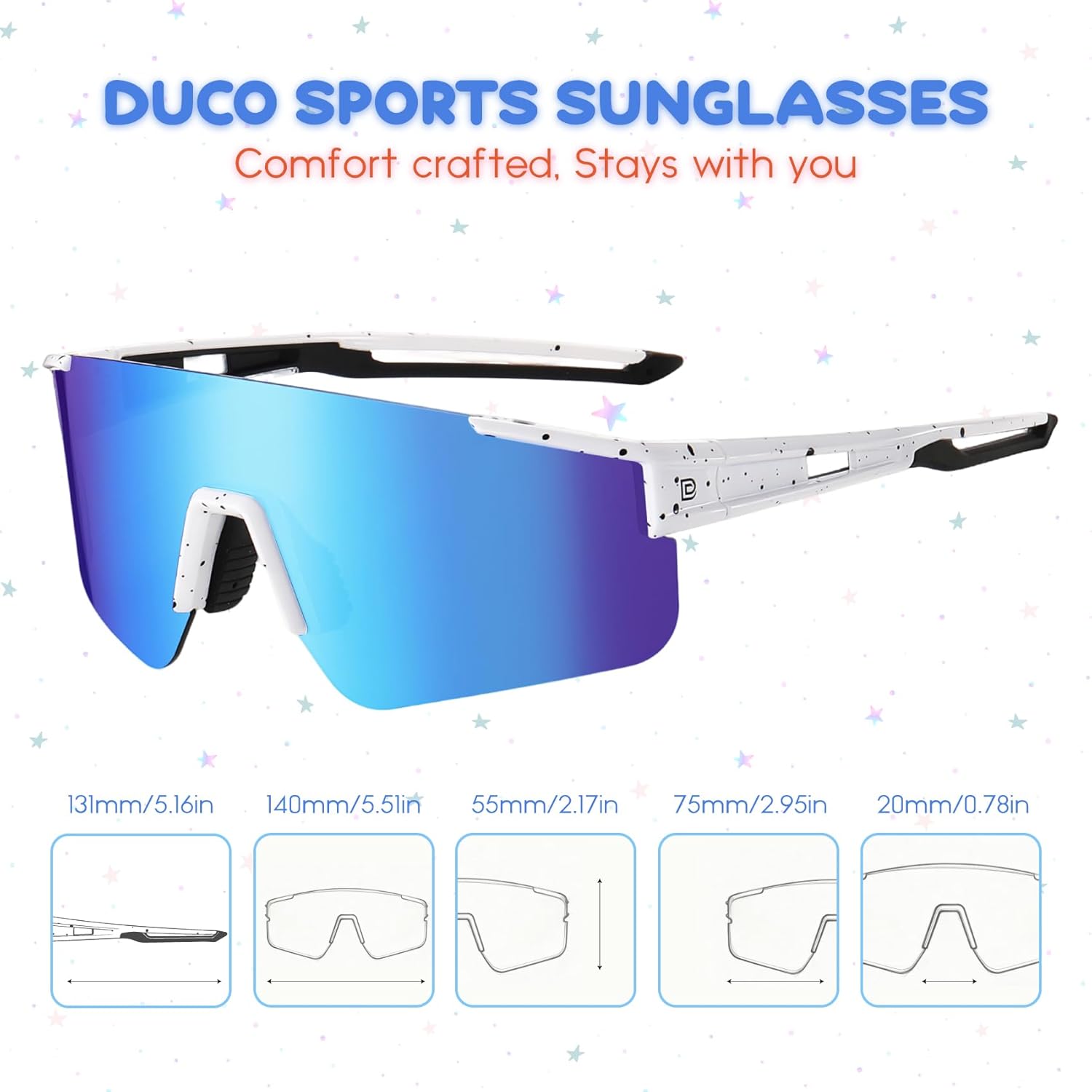 DUCO Baseball Sunglasses Polarized Cycling Glasses for Women Men UV400 Protection Sports Running Shades Softball Golf DC0069