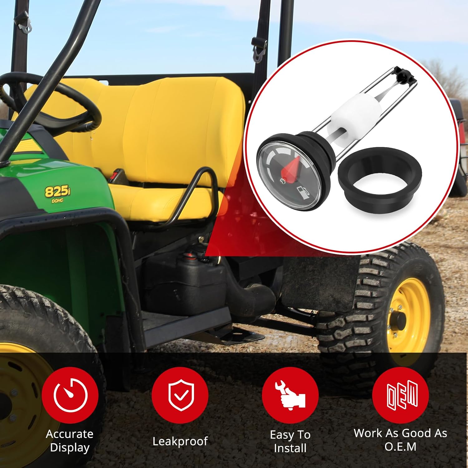 Fuel Gauge Gas Cap for John Deere Gator HPX XUV 620i 625i 825i 850D 855D Diese-l Gas