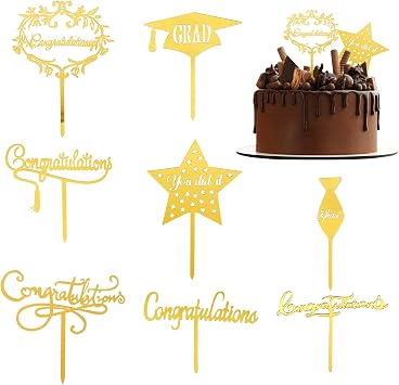 Graduation Cake Topper Acrylic Cupcake Topper Graduation You Did It Congratulations 8 Designs Table Centerpiece Picks 2024 Graduation Party Cake Decorating Supplies