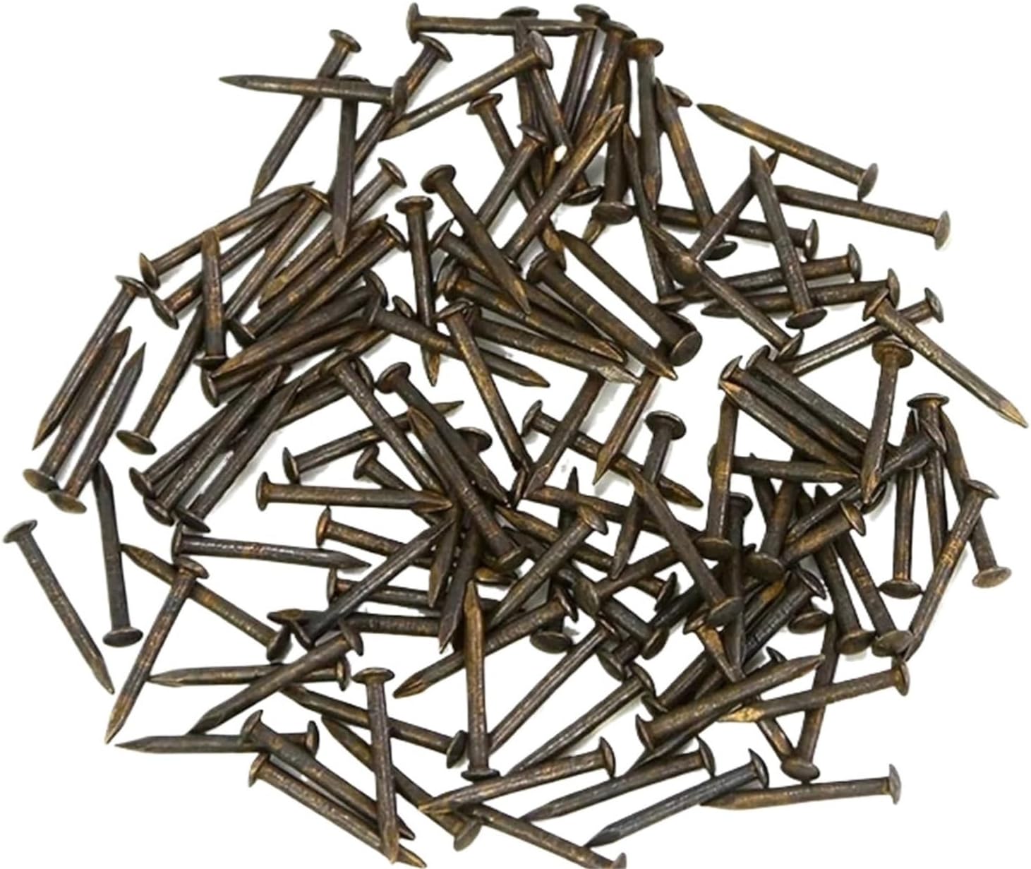 100/200pcs Antique Brass Bronze Pure Copper Small Mini Round Head Nail For Furniture Hinge Drum(2x20mm,200pcs)
