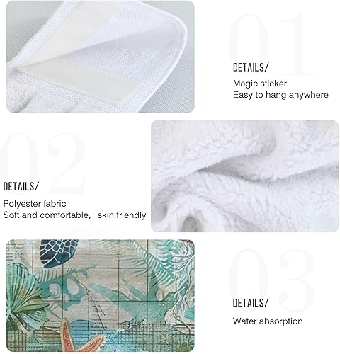 Miniatura 5 de Boccsty Toallas de cocina colgantes con diseño de estrella de mar, 2 piezas, diseño de tortuga, mapa del océano, toallas de baño, toallas de baño,