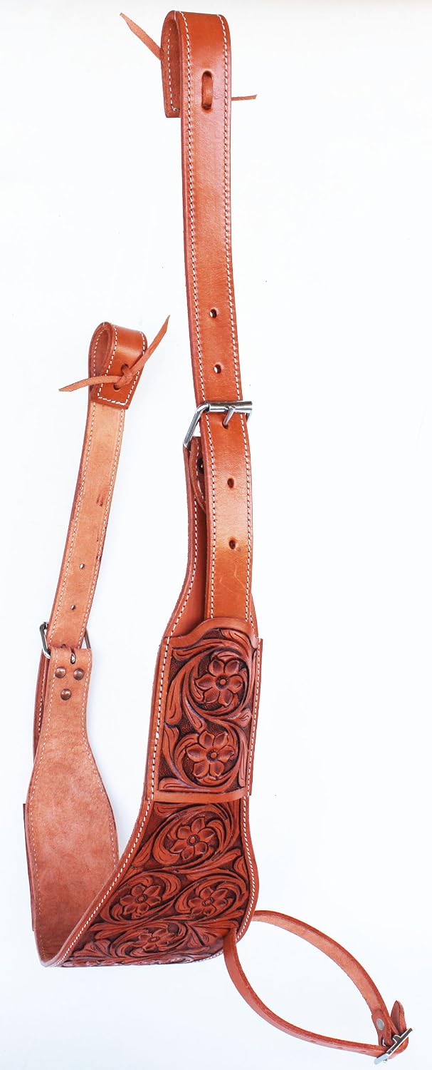 CHALLENGER Horse Western Floral Tooled Leather Rear Flank Saddle Cinch w/Billets 9772FL