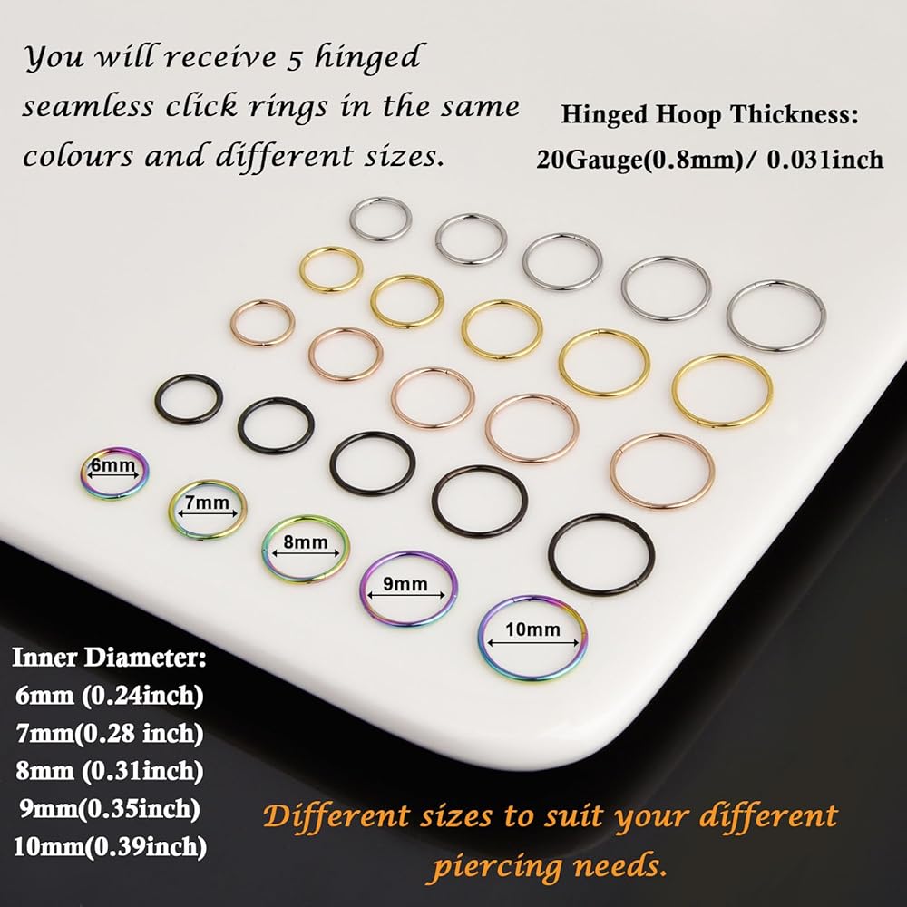 G23 Orecchini In Tanio Cerchio Rotondo Trago Cartilagine Elica - Foto 9