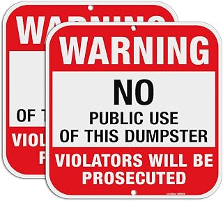 GicnKeuz Warning No Dumping Dumpster Not for Public use Sign, 12 x 12 Inches No Dumping - Violators Will Be Prosecuted Signs, Reflective Aluminum, Fade Resistant/Waterproof, Easy to Install, Outdoor Use (2-Pack)