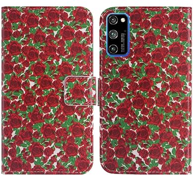 Rose Stain Resistant Pouch Protective Stylish Cover Case Silicone TPU Silicone Stand Leather Synthetic Leather LG Wing 5G 6.8 inch Card Storage Cover Wallet Case Notebook Type