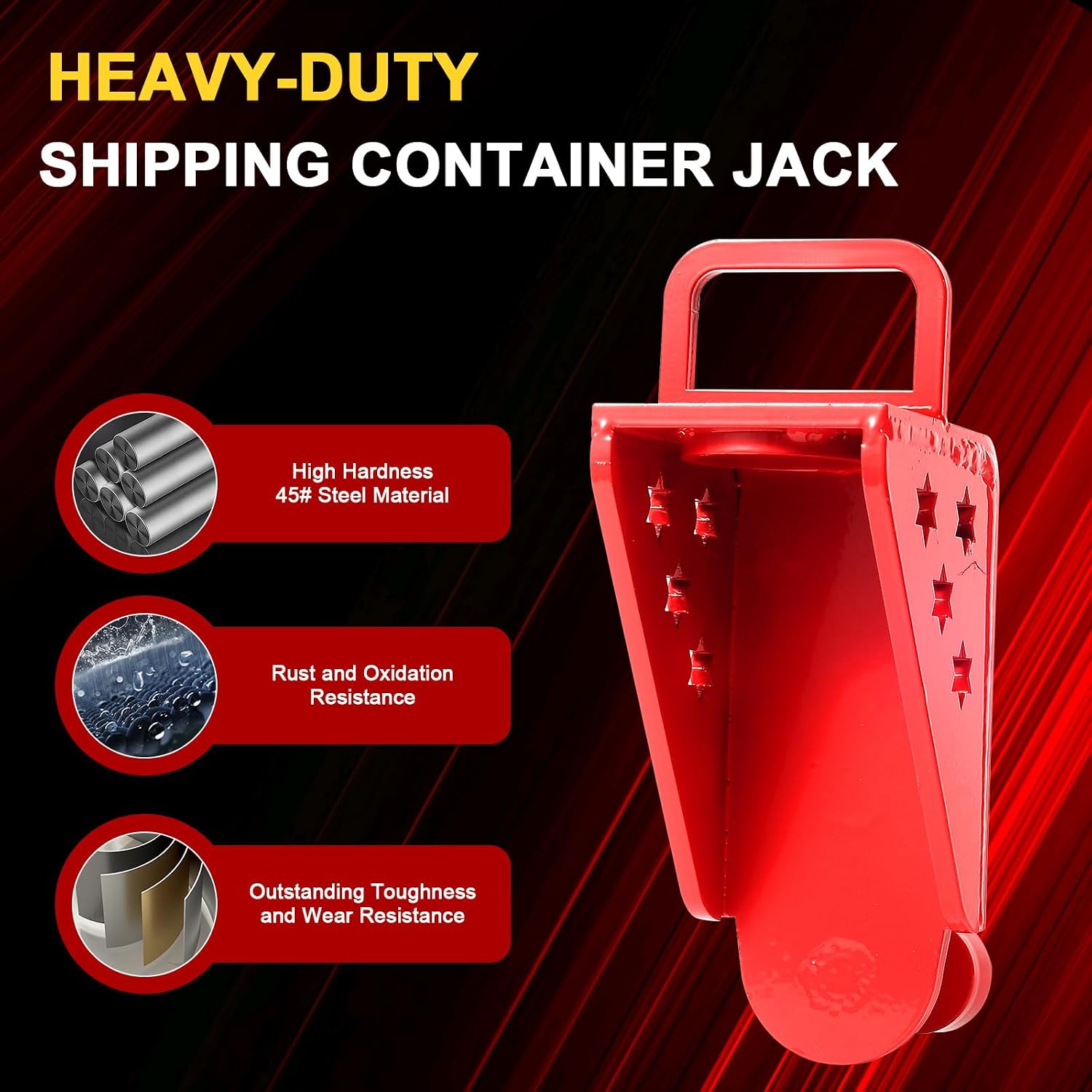 Upgraded Shipping Container Jack Lug with U-Shaped Handle & Limiter, Heavy Duty Shipping Container Accessories for Leveling of All Storage Standard Containers-Red