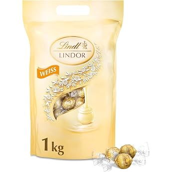 Lindt LINDOR Chocolate Balls White approximately 80 with Soft Melting Filling Bulk Pack Chocolate Gift Chocolate Gift 1 kg