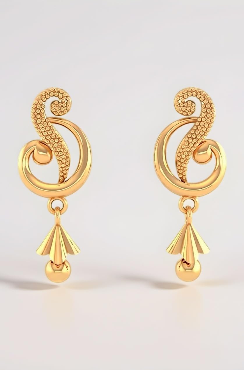 P.C. Chandra Jewellery 22K Yellow Gold Swirl Ball Drop Drop Earrings For Women