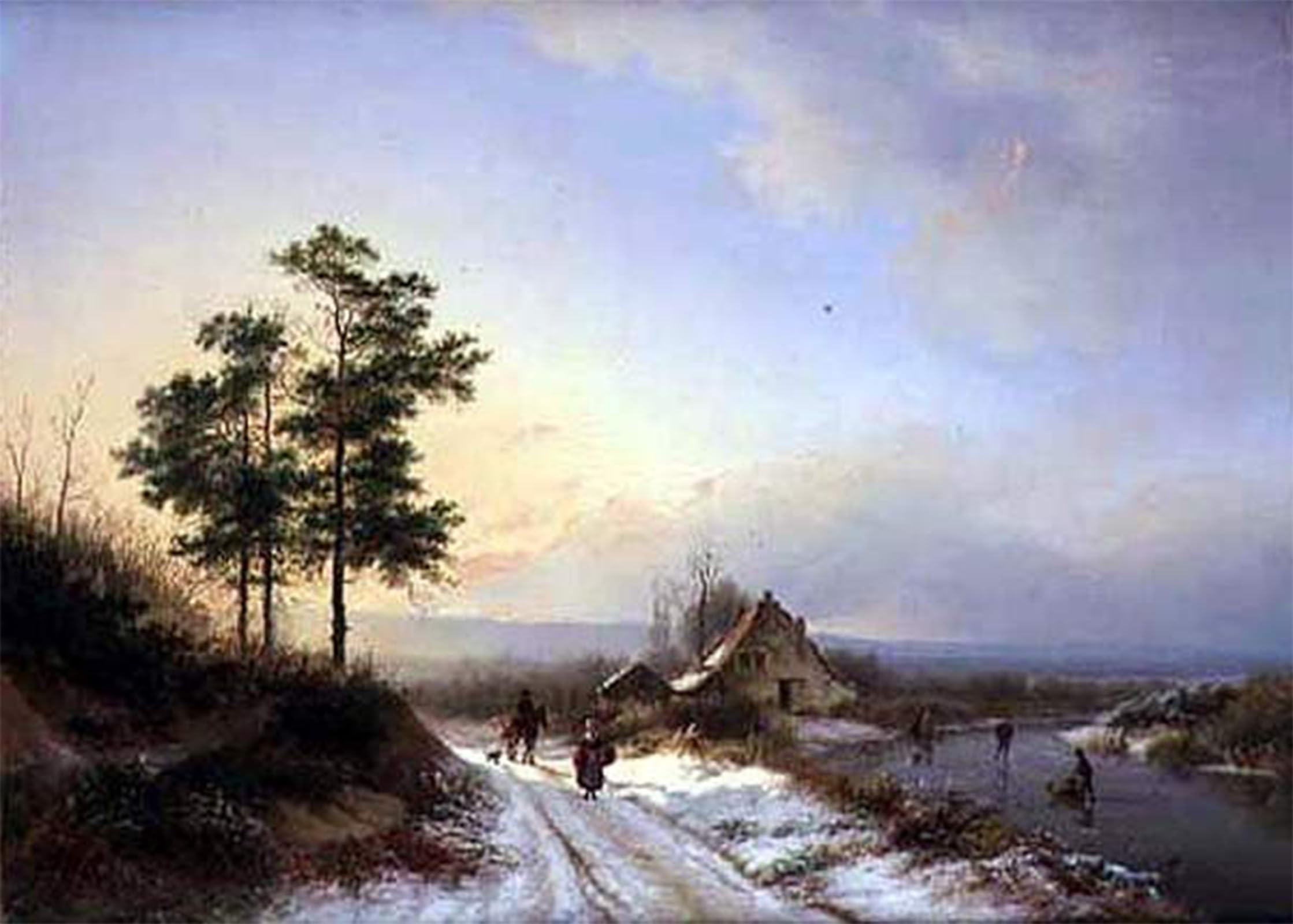 ARTXLXXBN Famous Painting Art Wall Decor Abstract Art Picture Winter Landscape by Barend Cornelis Koekkoek Animal Pictures for Home Decor 60x90cm