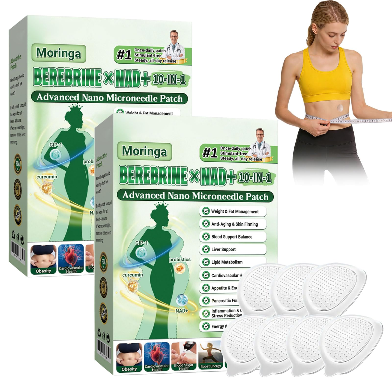 4 Cajas Moringa x Berberine Patch 10 en 1, Parche Avanzado de Nano Microagujas, Ingredientes Naturales, Parche de Metabalance Profesional, Fácil de Aplicar, para Hombres y Mujeres (4 Cajas) — view 11