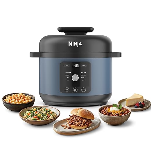 Ninja HyperHeat 9-in-1 Electric Pressure Cooker | 6.5 Qt Multi Cooker with Sear/Sauté, Slow Cooker, Rice Cooker, Sous Vide | 1200W | Fast Cooking, PFAS-Free Pot | Blue Macaron | PC201