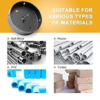 Vista 23 de Sierra perforadora de 4 1/8 pulgadas (4.134 in) para madera y plástico, broca de núcleo de cortador de agujeros bimetálico HSS para paneles de yeso