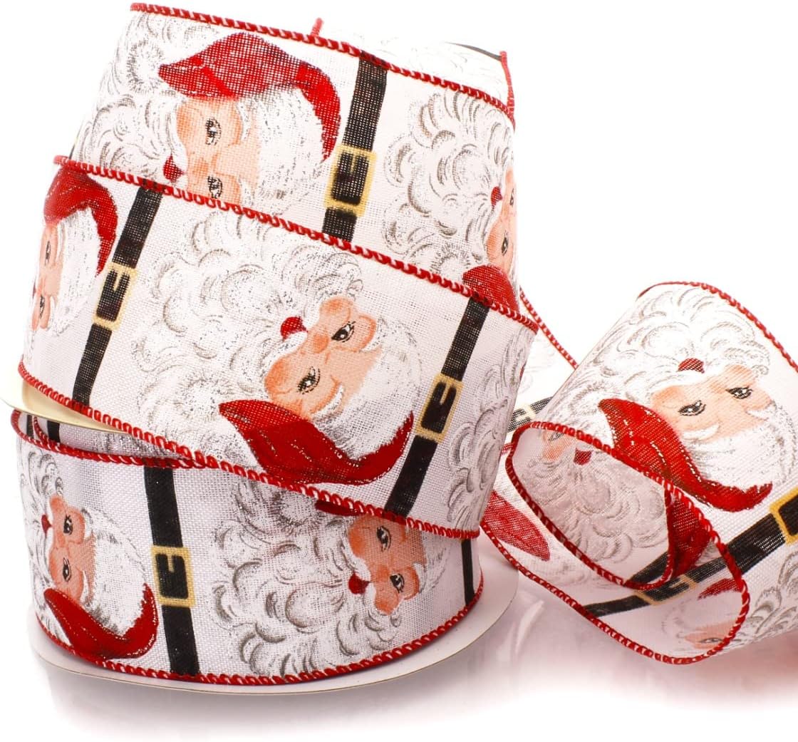 Flying Reindeer Cream Wired Ribbon 2 1/2" by 25 Yards