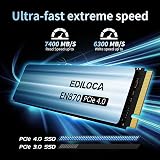Ediloca EN870 SSD 2TB PCIe Gen4, NVMe M.2 2280, Up to 7400MB/s, Internal Solid State Drive, Dynamic SLC Cache, Compatible with PS5 and PC - 2