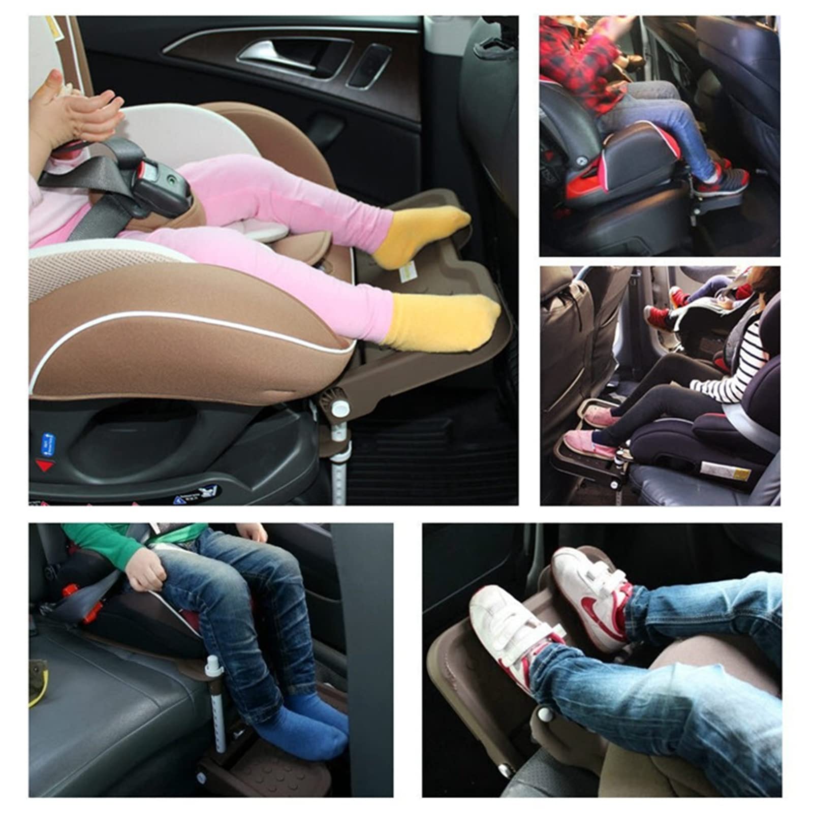Repose-Pieds pour Enfants ou Tout-Petits compatibles avec siège Auto, Hauteur Ajustable, Accessoires de siège Auto Pliable pour Enfants,Noir