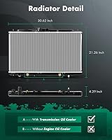 Vista 2 de SCITOO Radiador compatible con 1999 2000 2001 para Acura TL 3.2L 1998-2002 para Honda para Accord 3.0L CU2147