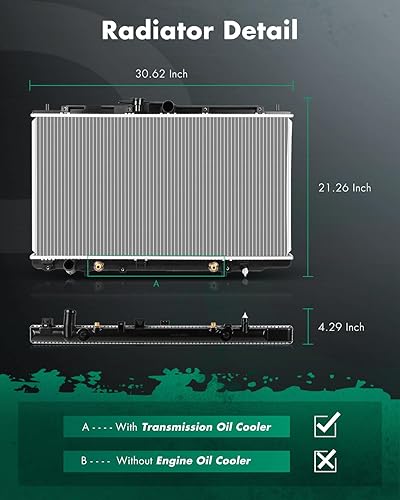 Miniatura 2 de SCITOO Radiador compatible con 1999 2000 2001 para Acura TL 3.2L 1998-2002 para Honda para Accord 3.0L CU2147