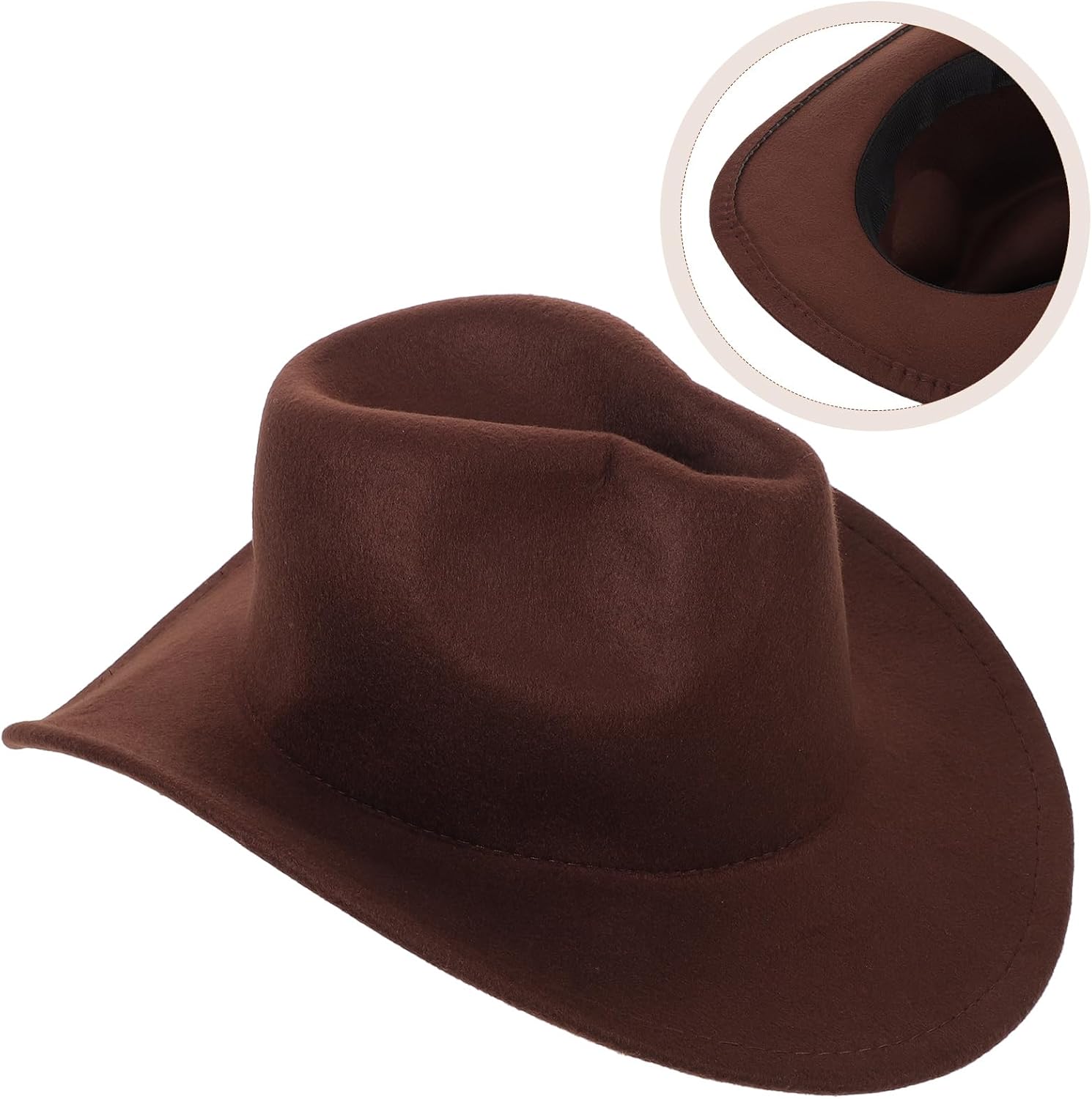 LUOZZY 2pcs Kids Cowboy Hat Wide Brim Felt Western Cowgirl Fedora Cap for Dress Up Costume Party Play