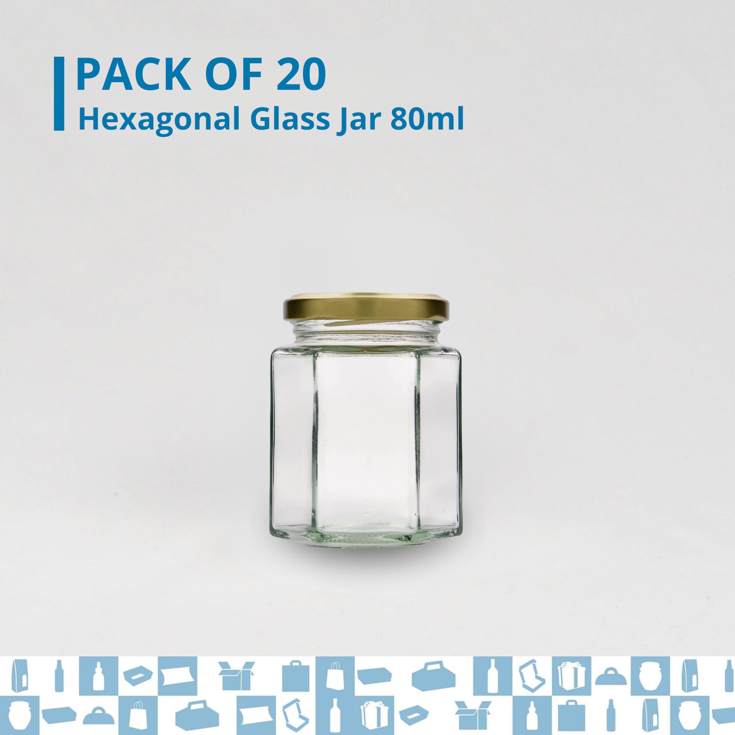 Espirito Rebelde 20x Petit Pot de Miel Hexagonal avec Couvercle 80ml - Idéal pour la Conservation de Miel, Confiture, Épices, Yaourt
