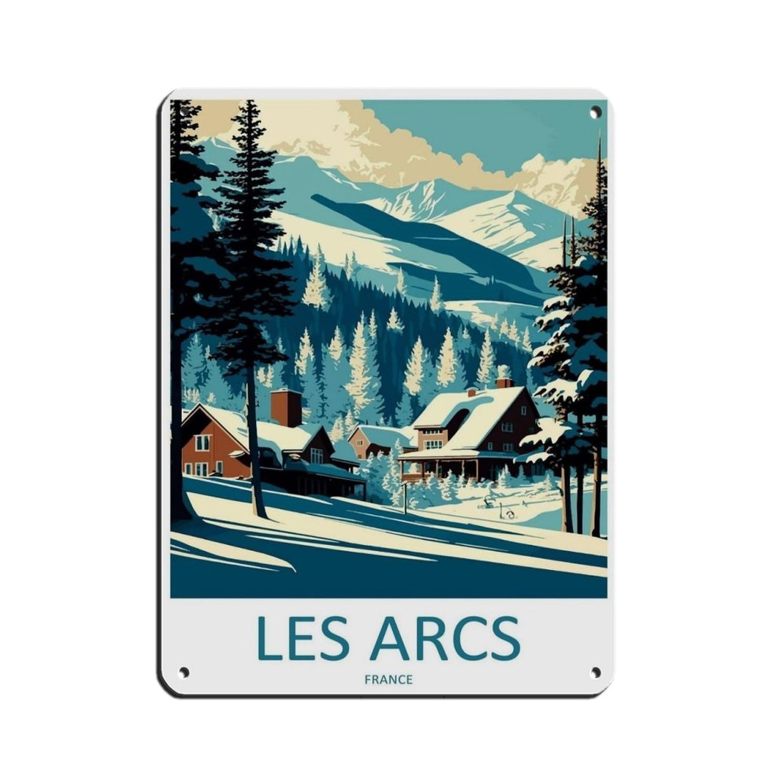 Les Arcs Travel Art Ski Art Lover Gift（71） Retro Poster Metal Tin Sign Chic Art Retro Iron Painting Bar People Cave Cafe Family Garage Poster Wall Decoration 12x16inch(30x40cm)