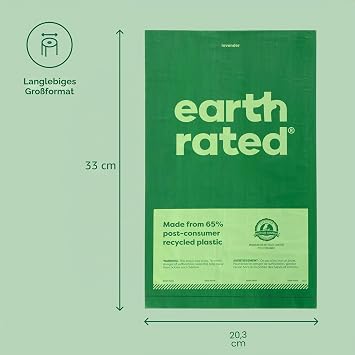 Earth Rated 300-Count Dog Waste Bags Biodegradable Lavender-Scented Pooh Bags on a Single Roll for Pantries (not on small rolls)