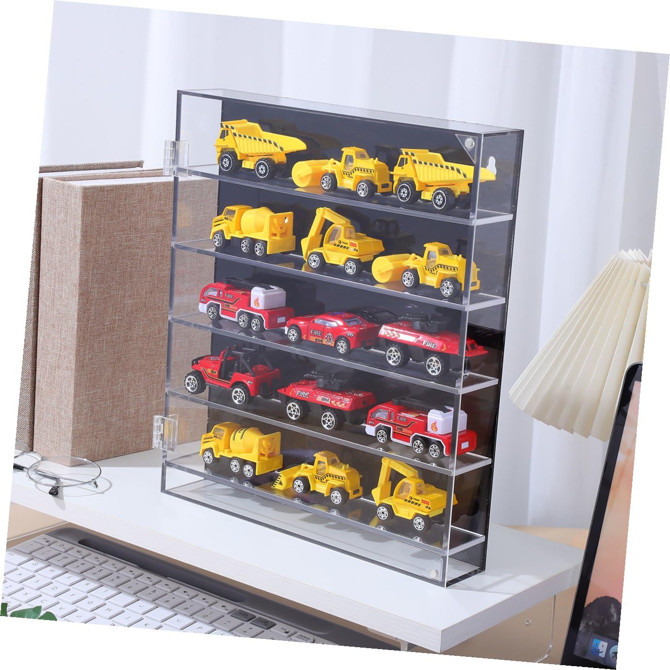 LABRIMP Acryl Vitrine für Spielzeugautos mit Transparentem Design und Kratzfestem Schutz Geeignet für Wandmontage und Tischaufstellung Schwarz Mehrschichtig
