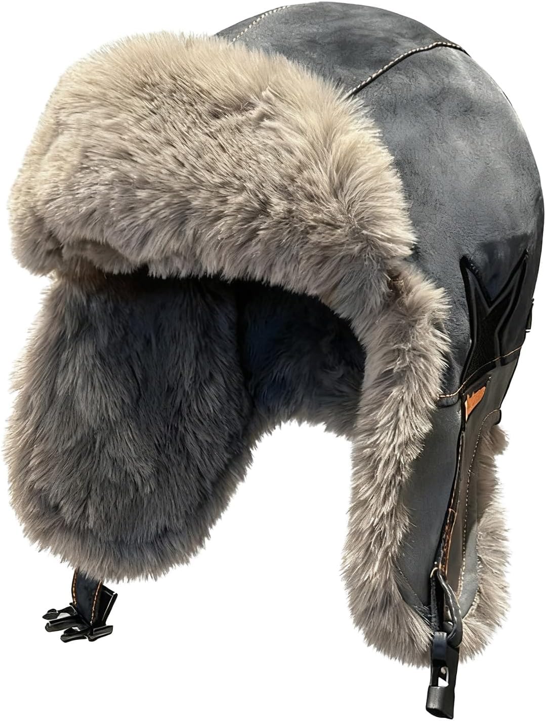 Men’s Faux Suede Trapper Aviator Hat, Winter Ushanka Hat, Faux Fur Lined Ear Flap Cap, Warm Windproof Snow Ski Hats