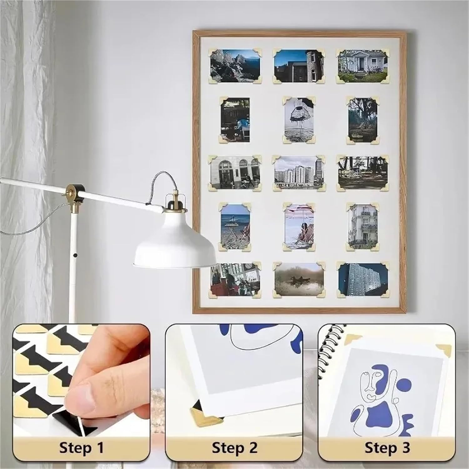 Photo Corners Self Adhesive 240-2400PCS Photo Corner Sticker Kraft Paper DIY Vintage Stickers for Self-Adhesive Photoes Album Scrapbooking(White-2400pcs)