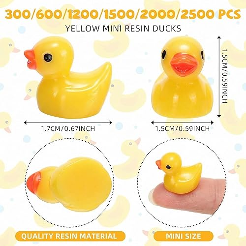 Vista 2 de Barydat 1200 Pcs Mini Resin Ducks Bulk Tiny Duck Decoration for Hide and Seek Prank Cruises Christmas Party Baby Miniature Garden Accessory Figures