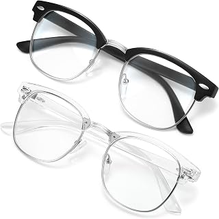 racico Eyewear Frame for Men and Women, Fashion Vintage Classic Blue Light Glasses Semi-Rimless Half Frame