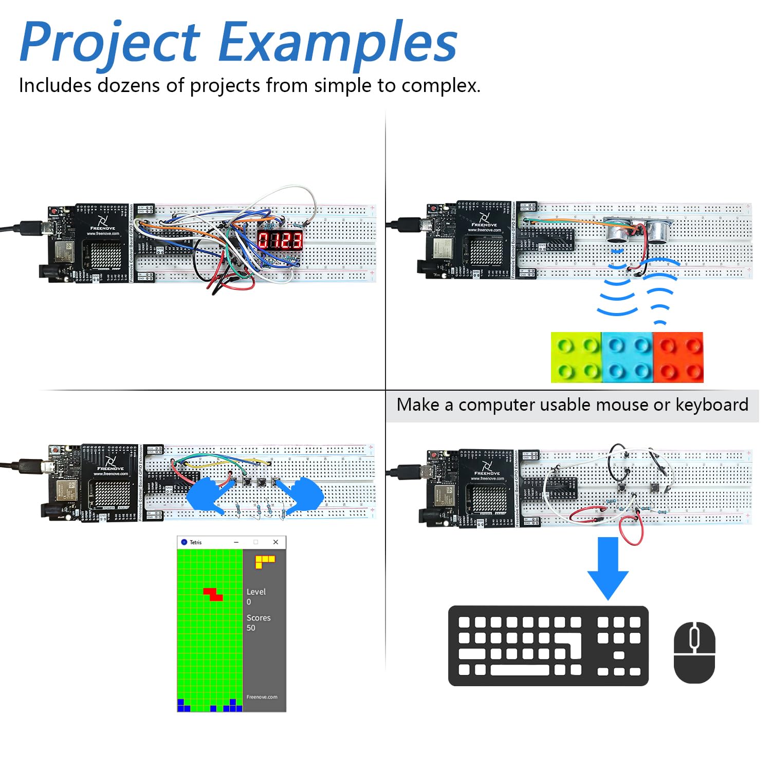 Freenove Complete Starter Kit with Board V5 Rev4 WiFi (Compatible with Arduino IDE), Arm Cortex-M4 Microcontroller, Onboard ESP32-S3, 474-Page Detailed Tutorial, 343 Items, 90 Projects