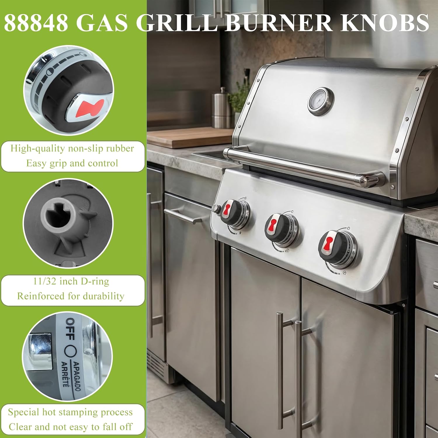 88848 Gas Grill Burner Knobs Fit for Weber Genesis 300 Series (2011-2016)