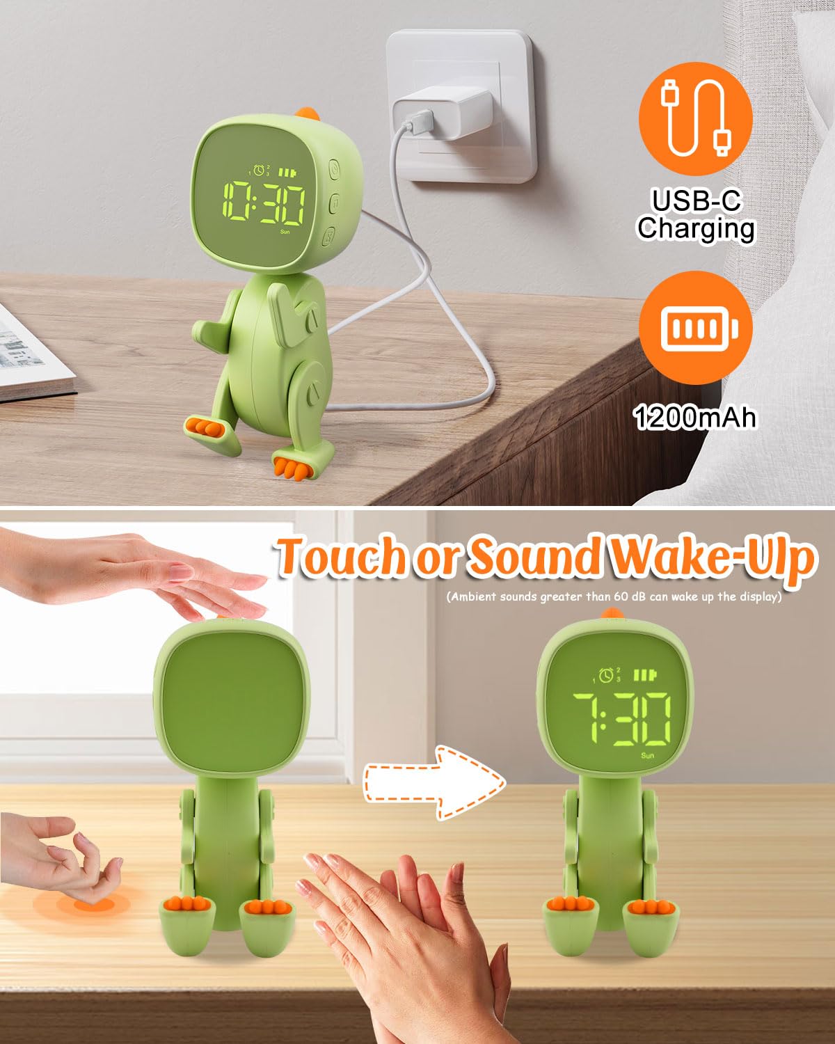 Yiliaw Sveglia con anatra assonnata per bambini con luce notturna – Allenatore per dormire e sveglia, lampada in silicone ricaricabile per camera da letto, perfetto compagno di sonno per ragazzi e
