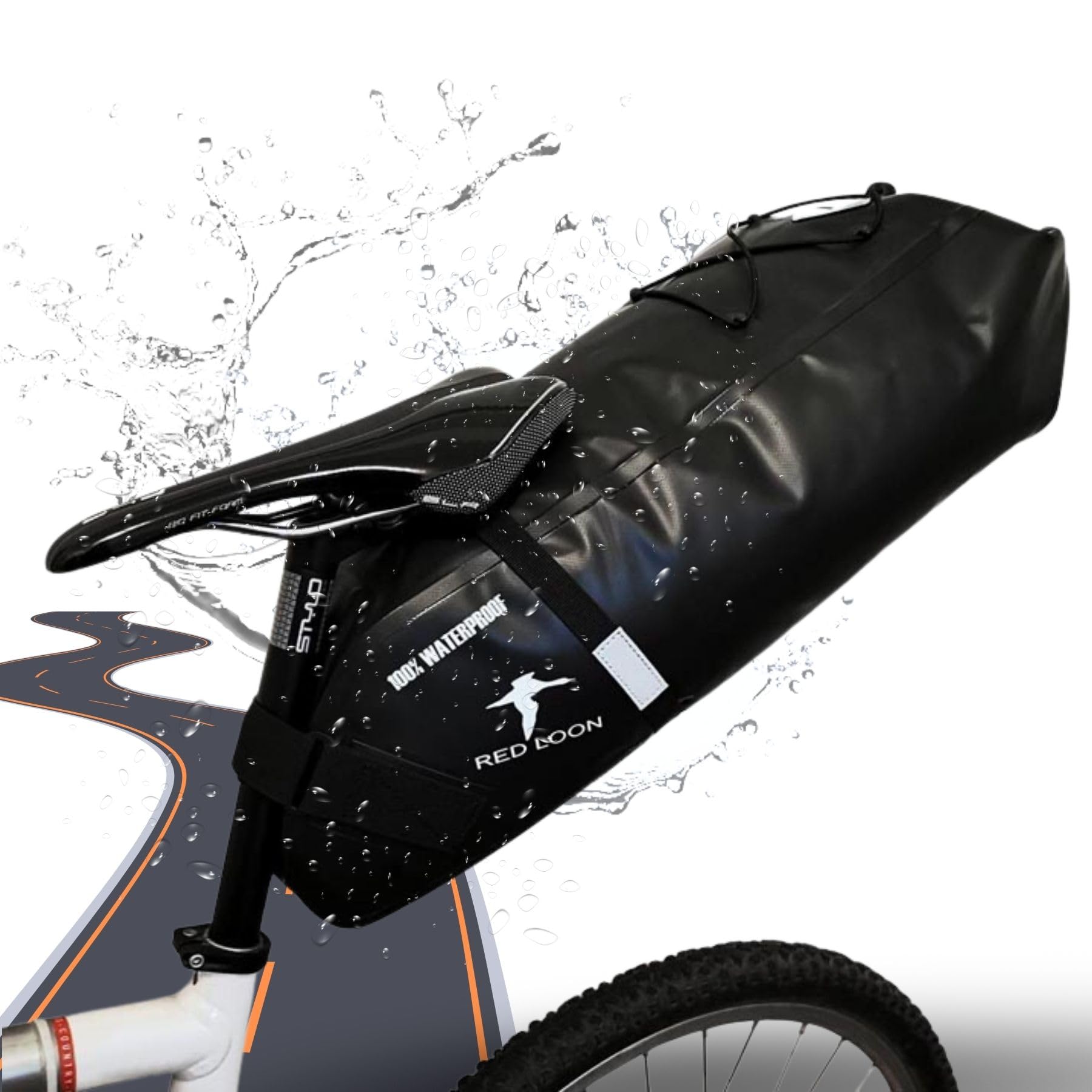 Red Loon Sacoche de selle de vélo Backloader Bike Packing - Noir - 15 l - Imperméable et indéchirable - Fermeture à roulettes - Sacoche de vélo en bâche de camion