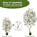 Olive Trees Artificial Indoor, 7FT Faux Olive Tree with Lifelike Branches and Realistic Olives, Large Fake Tree for Home House Office Living Room Decor