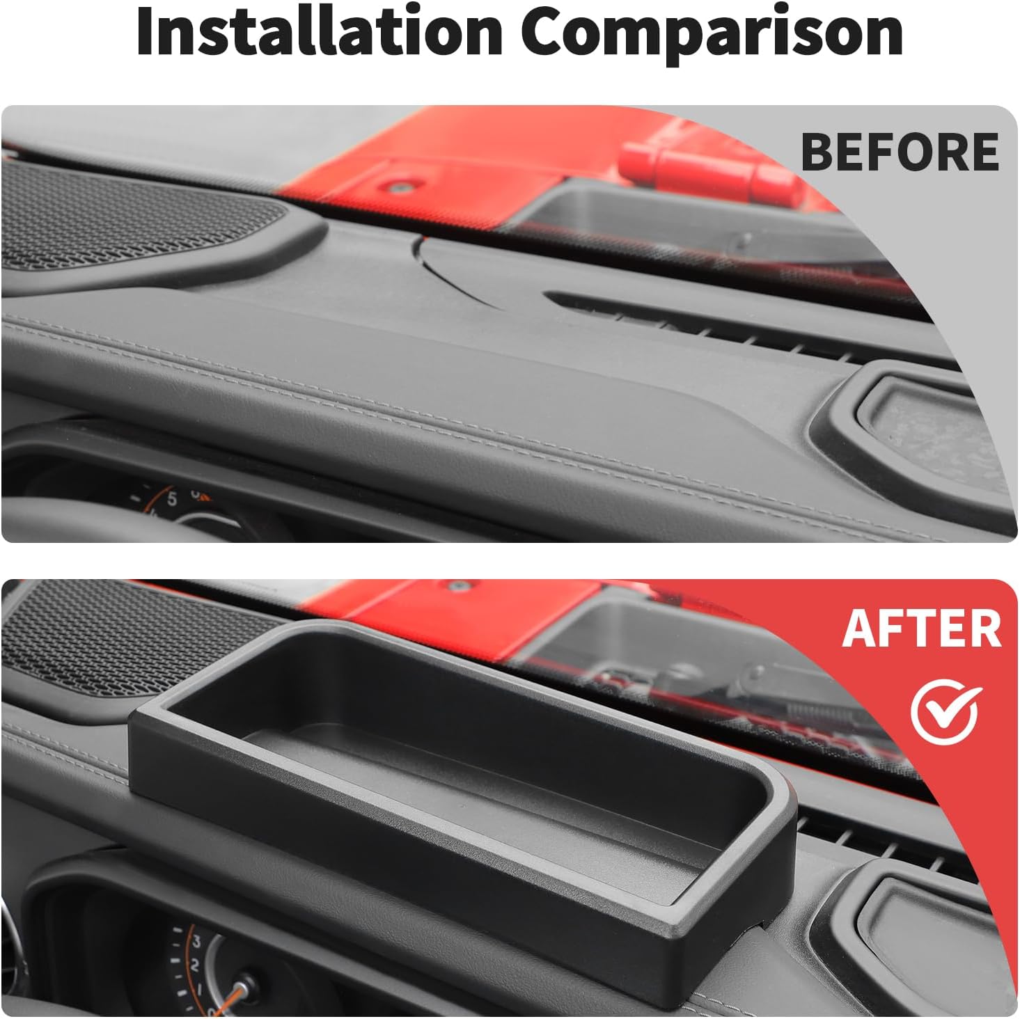 JWWY Dashboard Storage Tray Organizer for 2024-2026+ Jeep Wrangler JL & Gladiator JT, Center Console Storage Box Interior Accessories, Black, 1PC