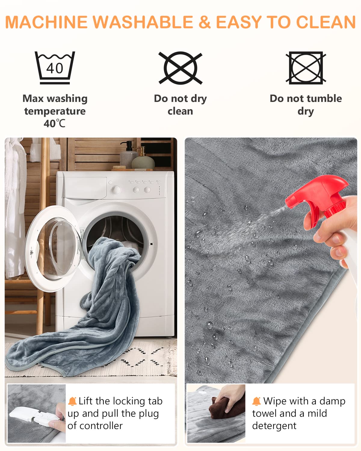 FIVANGIN Electric Blanket 160 x 130 cm | Electric Heat Blanket with  Automatic Shut-Off | Cuddly Blanket | 1-9H Timer Function | 9 Temperature  Levels | Washable up to 40°C | Digital Display : Amazon.de