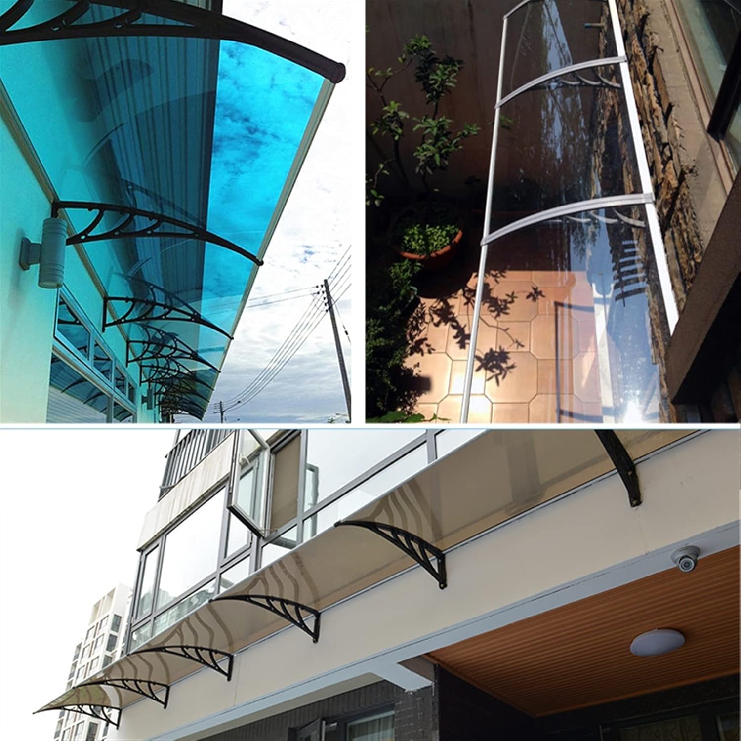 Porch Window Awning Outdoor Garden Door Canopy, Silent Polycarbonate Board Impact Resistant Cover for UV Rain Snow Protection, Easy to Assemble for Garage Balcony (Color : I, Size