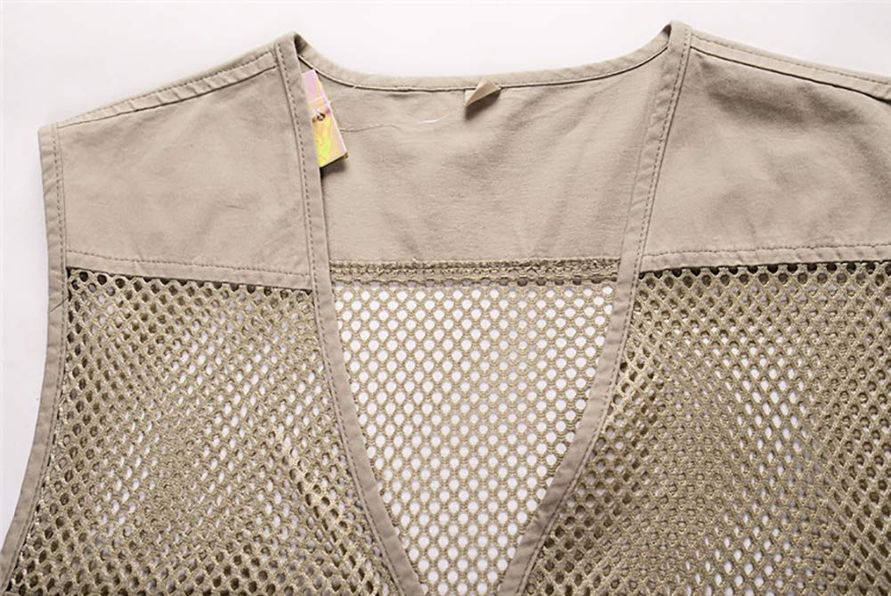 Homme Été Léger D'Extérieur Gilet de Pêche avec Multi-Poche Veste de Photographie sans Manche en Maille Respirant Reporter Multifonctionnel