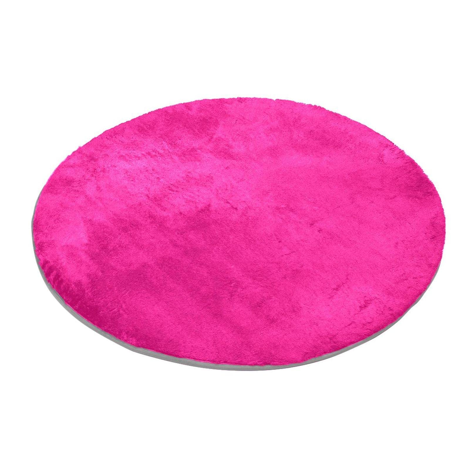 Runder Teppich mit Rosenmuster, waschbar, für Schlafzimmer, Shaggy, weich, waschbar, Rosa