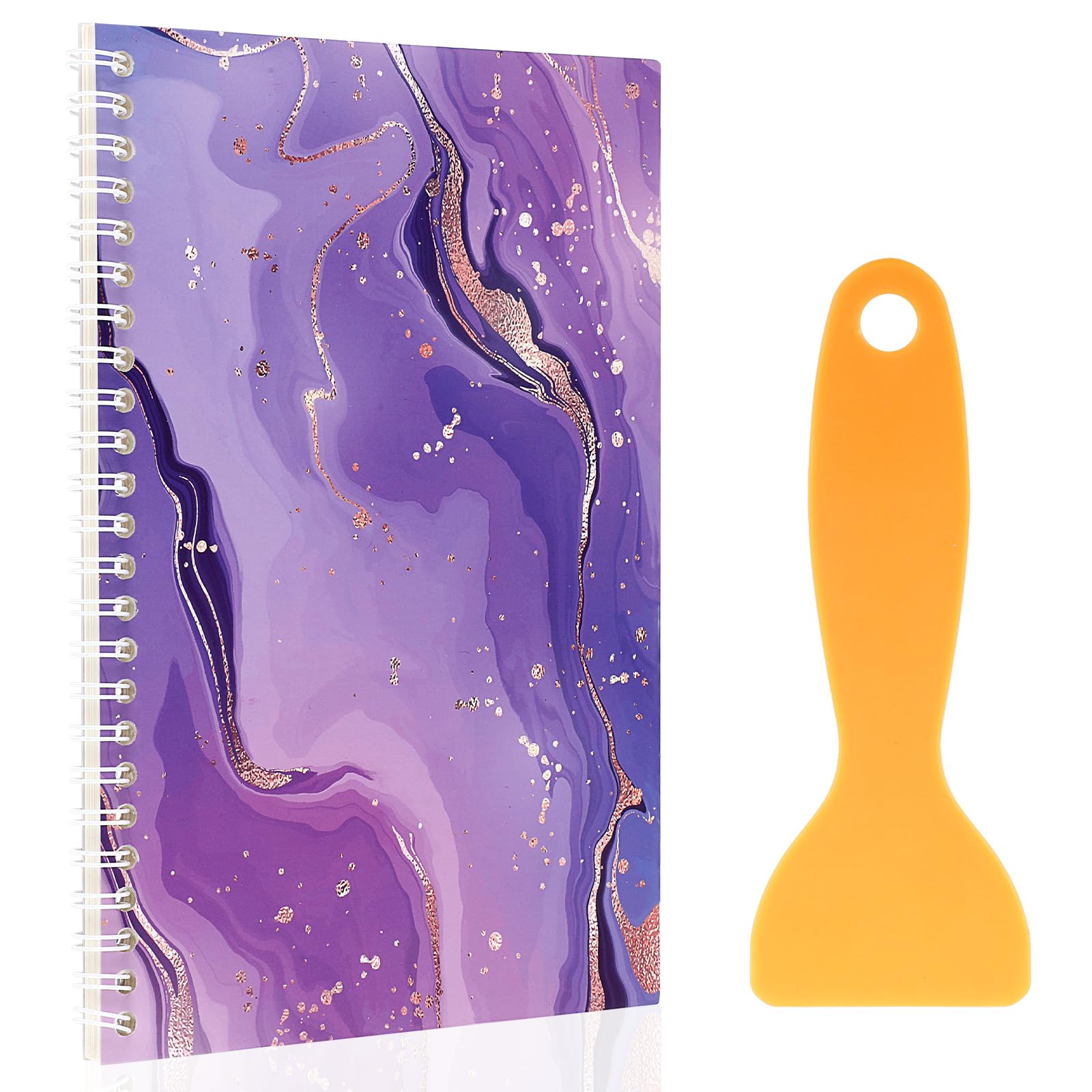 Aster Sticker Collecting Album, Reusable Sticker Storage Book with Plastic Spatula, Purple