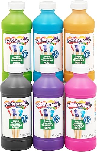Vista 26 de Colorations Pintura de témpera lavable sin parabenos para niños, botellas de 8 onzas, juego de 6 colores primarios, no tóxica y fabricada