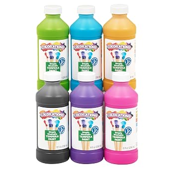 Colorations Paraben-Free Washable Tempera Paint for Kids, Set of 6 Colors