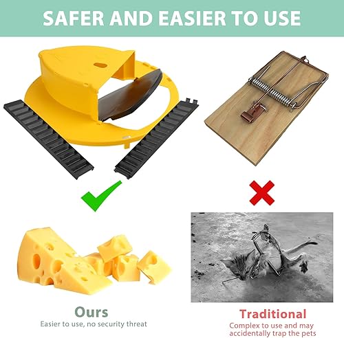 Miniatura 6 de Trampa para ratones adaptada a tapa de cubo de 5 galones, trampa para ratas, reinicio automático para uso en interiores y exteriores, reutilizable