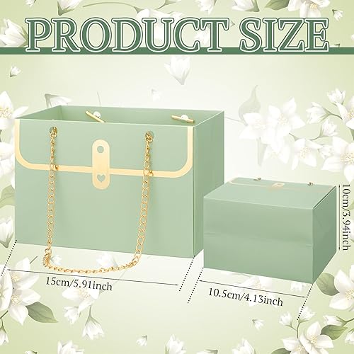 Miniatura 9 de Lincia 12 bolsas de regalo de flores de papel, caja de flores para ramo de boda, caja de flores con asa, cajas de flores para arreglos, bolsas de