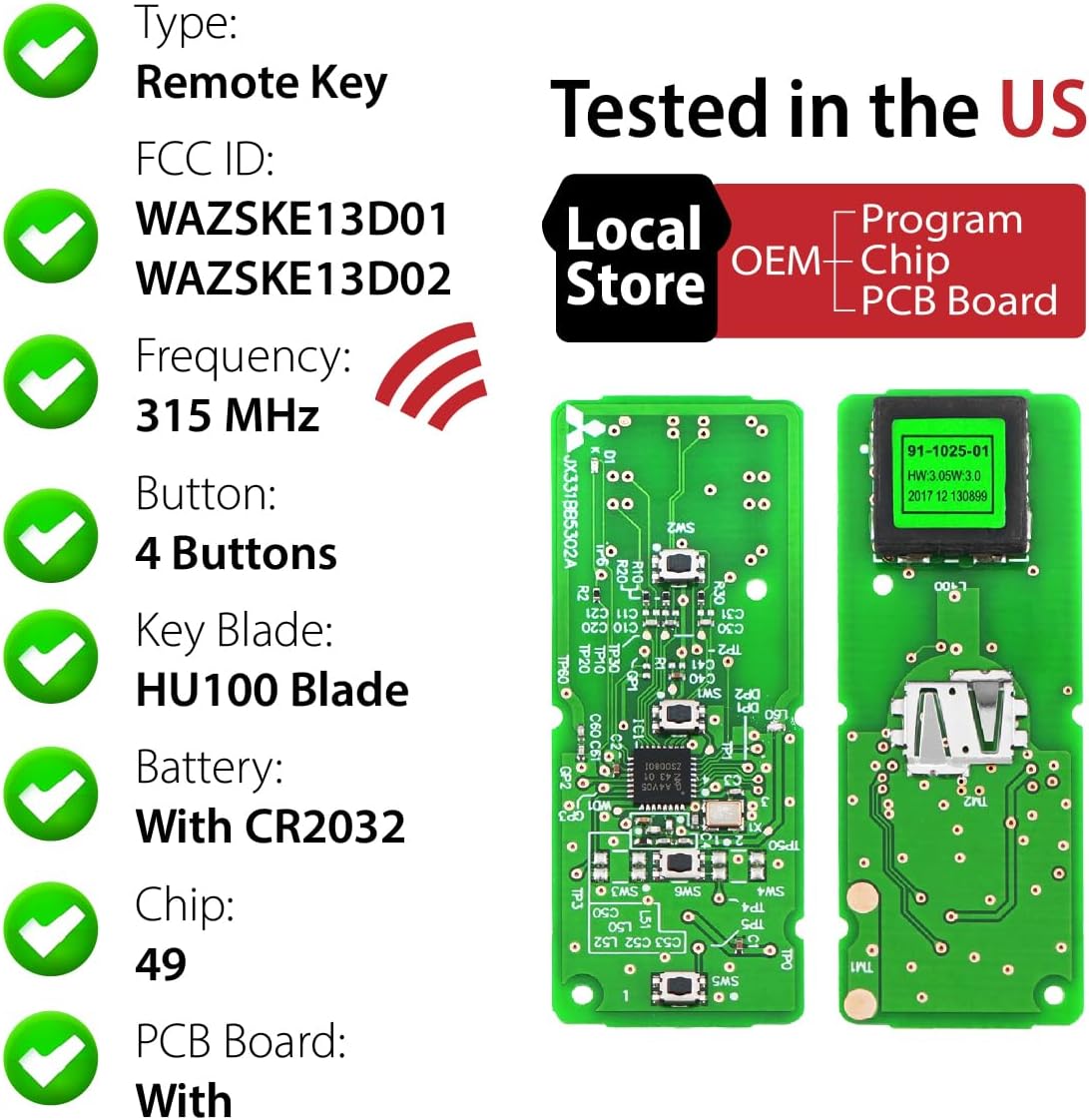 2 Keylessbest Replacement for 2016 2017 2018 2019 Mazda CX-5 CX-9 Key Fob Remote Control WAZSKE13D02 4 Buttons 315MHz
