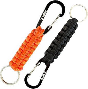 Paracord Keychain With Carabiner - 2Pcs Carabiner Keychain for Backpack, Survival, Camping. Paracord Key Chains Men